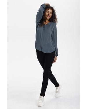 Kaffe Langarm-Bluse Regular Fit Orion - Blau