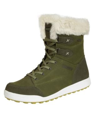 GUGGEN Mountain Damen Winterstiefel Echtleder Mit Kunstfell - Grün
