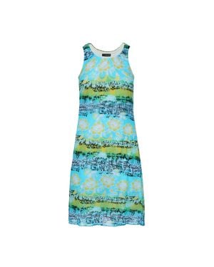 Conquista Ärmelloses Sommerkleid – Mehrfarbiger Blumendruck, Transparenter Nylonüberzug, Vollständig Mit Baumwolle Gefüttert - Blau