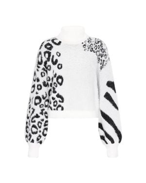 myMo Pullover Frauen Cremeweiß Schwarz