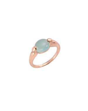 Jamelli Ring Silber 925 Rosé-Vergoldet Mit Echtem Paraiba Chalcedon 10X8Mm - Weiß
