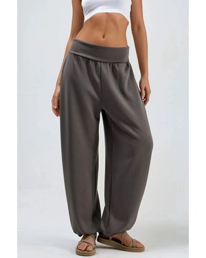 Busem Damen Mittelhohe Gerade Pull-On-Hosen - Grau
