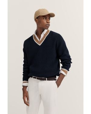 Bugatti Herren Pullover Mit V-Ausschnitt - Blau