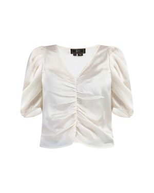 faina Drapiertes Top Damen Wollweiß