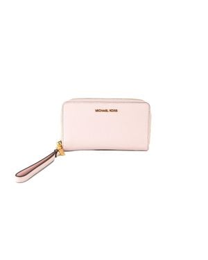 Michael Kors Jet Set Große Signatur Leder Flach Multifunktionale Telefon Handgelenktasche Geldbörse (Puderrosa/Edelstahl) - Schwarz
