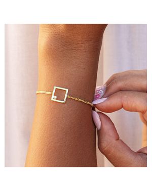 Caï Armband 925 Sterling Silber Gelb Vergoldet Rechteck Zirkonia - Braun
