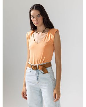 Rivus Gepolsterter Kurzarm-Strickbody - Orange