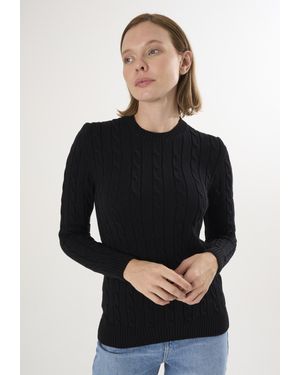 Felix Hardy Pullover Kabelstrick-Pullover Mit V-Ausschnitt - Schwarz