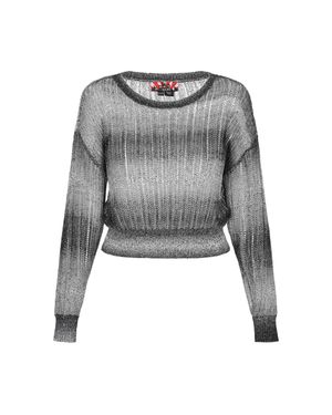 myMo Pullover Frauen Schwarz-Weiß - Grau