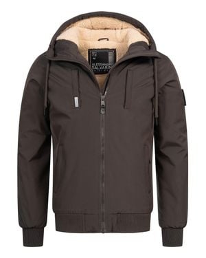 Alessandro Salvarini Herren Winterjacke As-431 – Warm, Mit Teddyfellfutter & Kapuze - Schwarz