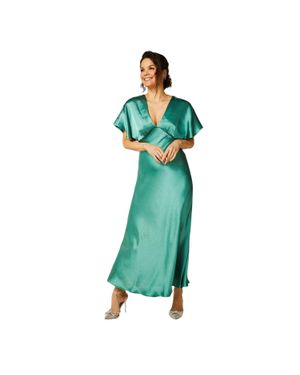Biba Maxikleid Für Damen, Satin, Anliegend, Engelsärmel (Minzgrün)
