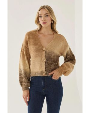 Hiccup Gradient V-Ausschnitt Entspannte Passform Cardigan - Blau