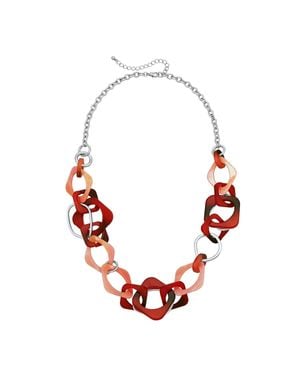 Steuer Modeschmuck Kette Acryl Bunt Metall Glänzend - Rot