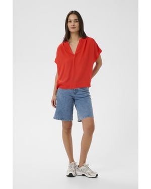Kaffe Kurzarm-Bluse Kamilia Kurzarm-Bluse Loose Fit - Rot