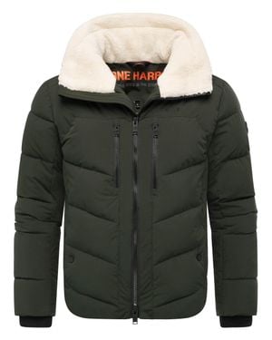 STONE HARBOUR Herren Steppjacke Ansello Mit Teddyfleece-Kragen & Fleecefutter - Grün