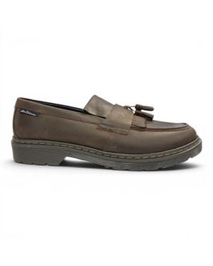 Ben Sherman Herren-Slipper Aus Braunem Leder Mit Quasten - Grau