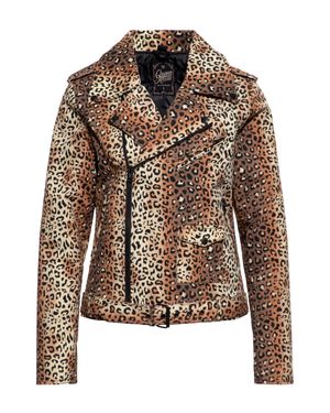 Queen Kerosin Damen Biker Jacke Motor Queen Service Leo - Braun