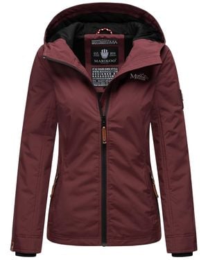 Marikoo Damen Übergangsjacke Leichte Wind- Und Wasserabweisende Jacke Mit Kapuze Weinrot
