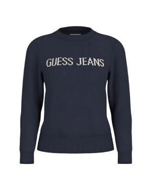 Guess Pullover Top Für Damen, Rundhalsausschnitt, Langärmlig (Ozean) - Blau
