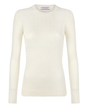 Felix Hardy Pullover Zopfmuster Pullover Mit Rundhals - Weiß