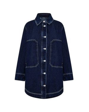 HUGO Jeansjacke Für Damen, Lang Geschnitten Ausgeblichen) - Blau