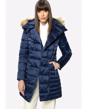 Wittchen Damen-Daunenjacke Mit Asymmetrischem Verschluss, Marineblaues Nylon