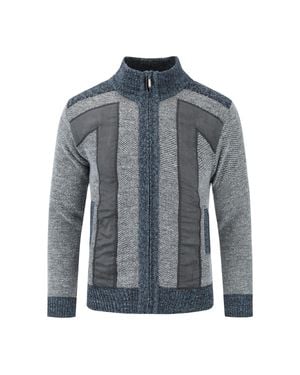 Allthemen Herren Strickjacke Mit Reißverschluss Stehkragen Cardigan Grobstrick Gefüttert Pullover Für Den Winter - Blau