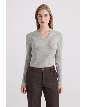 Felix Hardy Pullover V-Ausschnitt-Pullover - Grau
