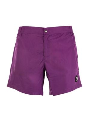 Trussardi Einfarbige Mittellange Herren-Badeboxershorts Mit Knopf - Lila