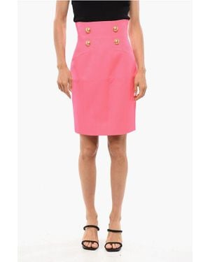 Balmain Zweireihige Designer-Longuette Aus Wolle - Pink