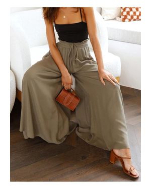 Everyday the Label Damen Weite Hose Mit Taschen - Braun