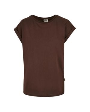 Urban Classics T-Shirt Überschnittene Schulter Für Damen - Braun