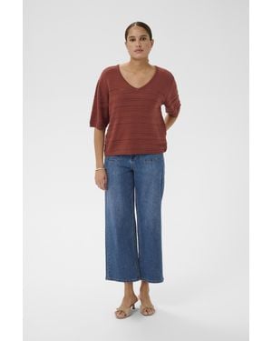 Kaffe Strickpullover Kamellie Strickpullover Baggy Fit - Blau