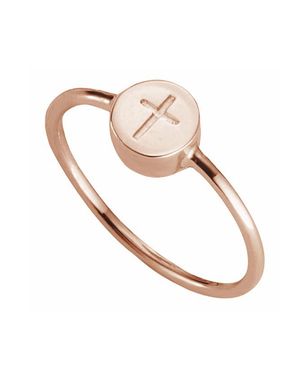 Caï Ring 925/- Sterling Silber Rotvergoldet Kreuz - Weiß