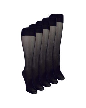Sock Snob 5Er-Pack Damen Kniestrümpfe 15 Denier Leichte Durchsichtige Socken - Blau