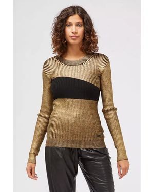 Custoline Metallischer Strickpullover Goldschwarz - Mettallic
