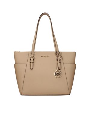 Michael Kors Beiger Leder-Schultertasche - Natur