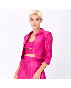 Smart & Joy Taft-Crop-Jacke - Pink