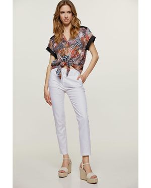 Conquista Print-Top Mit Bindebanddetails - Schwarz