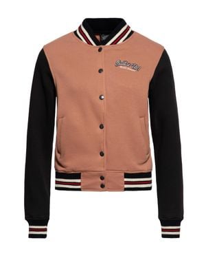 Queen Kerosin Damen College Jacke Built It Up! Latte Macchiato - Schwarz