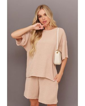 Issa Plus Day Damen Webset (Bluse & Shorts) - Natur