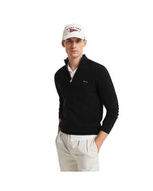 GANT Pullover Für Herren, Mit Halbem Reißverschluss, Piqué - Schwarz