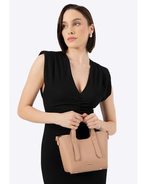 Wittchen Mini-Aktentasche Für Damen Aus Beigefarbenem Öko-Leder Mit - Schwarz
