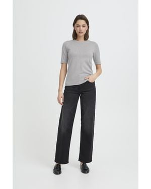 Ichi Kurzarm-Bluse Ihluls Kurzarm-Bluse Regular Fit - Weiß