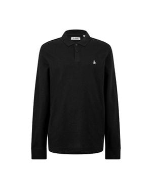 Original Penguin Poloshirt Für Herren, Baumwolle, Langärmlig - Schwarz