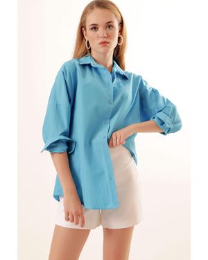 Bigdart Oversized Popeline 2Er-Pack Shirt - Blau