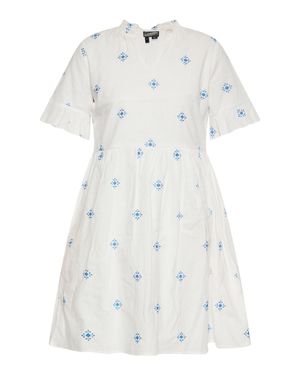 Dreimaster Kleid Damen Wollweiss Blau - Weiß
