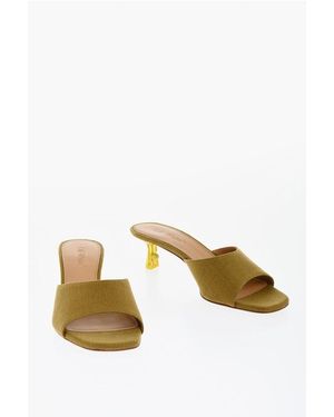 Off-White c/o Virgil Abloh Offene Pantoletten Aus Leinenmischung Lollipop Absatz 5 Cm - Mettallic