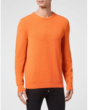 Philipp Plein Rundhalspullover Skull And Plein - Orange