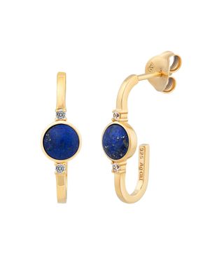 Caï Creolen 925 Silber Vergoldet Lapis Und Zirkonia - Blau